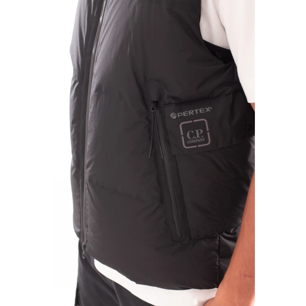 C.P. Company Gewatteerd vest met capuchon in Pertex-stijl Black Heren
