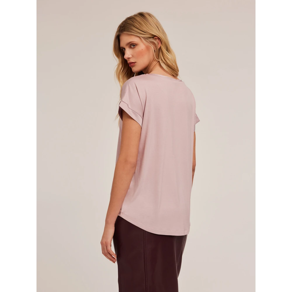 Motivi T-shirt gemaakt van twee verschillende materialen Pink Dames