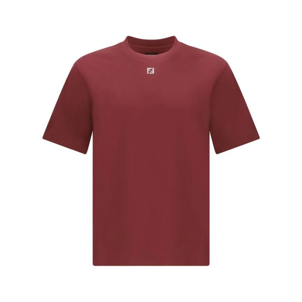 Fendi Mannelijk Rood Tops Heren, L, Katoen, Katoenen T-Shirt Met Print