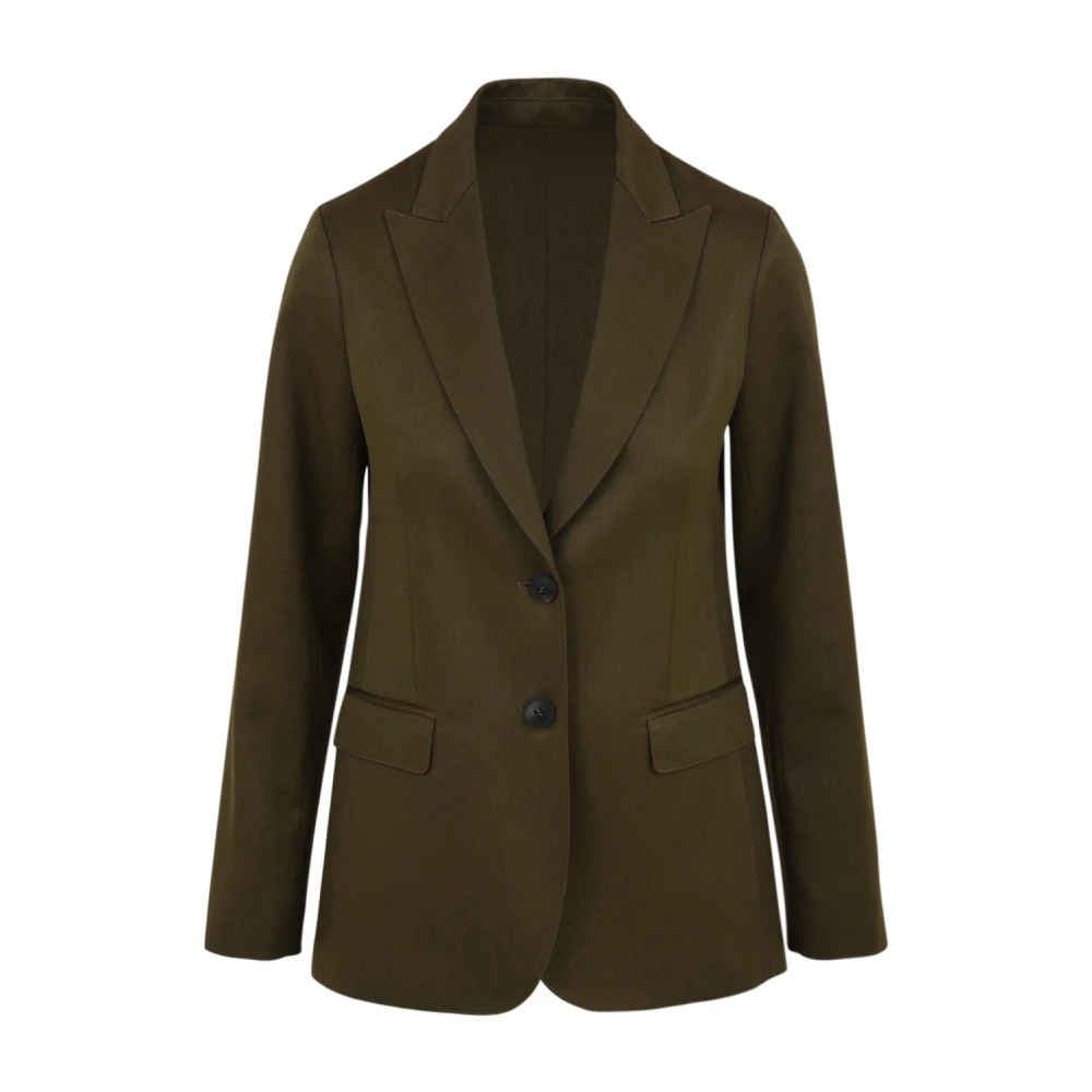 Douuod Woman Militaire Stijl Jas met Knoopsluiting Green Dames