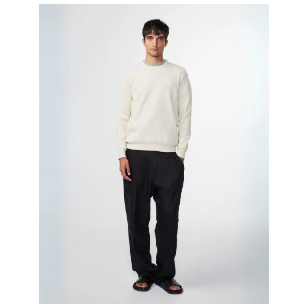 Nn07 Geribbelde Crew Neck Sweater Beige Heren