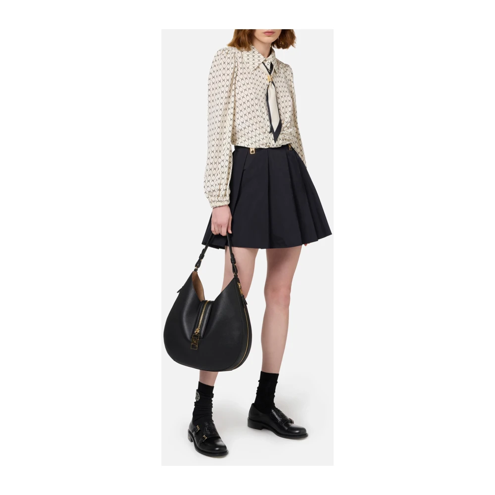 Elisabetta Franchi Zwarte Geplooide Minirok Black Dames
