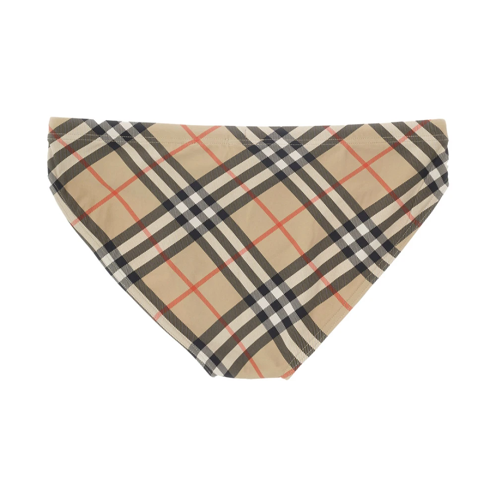 Burberry Beige Check Motif Speedo Kleding Beige Heren