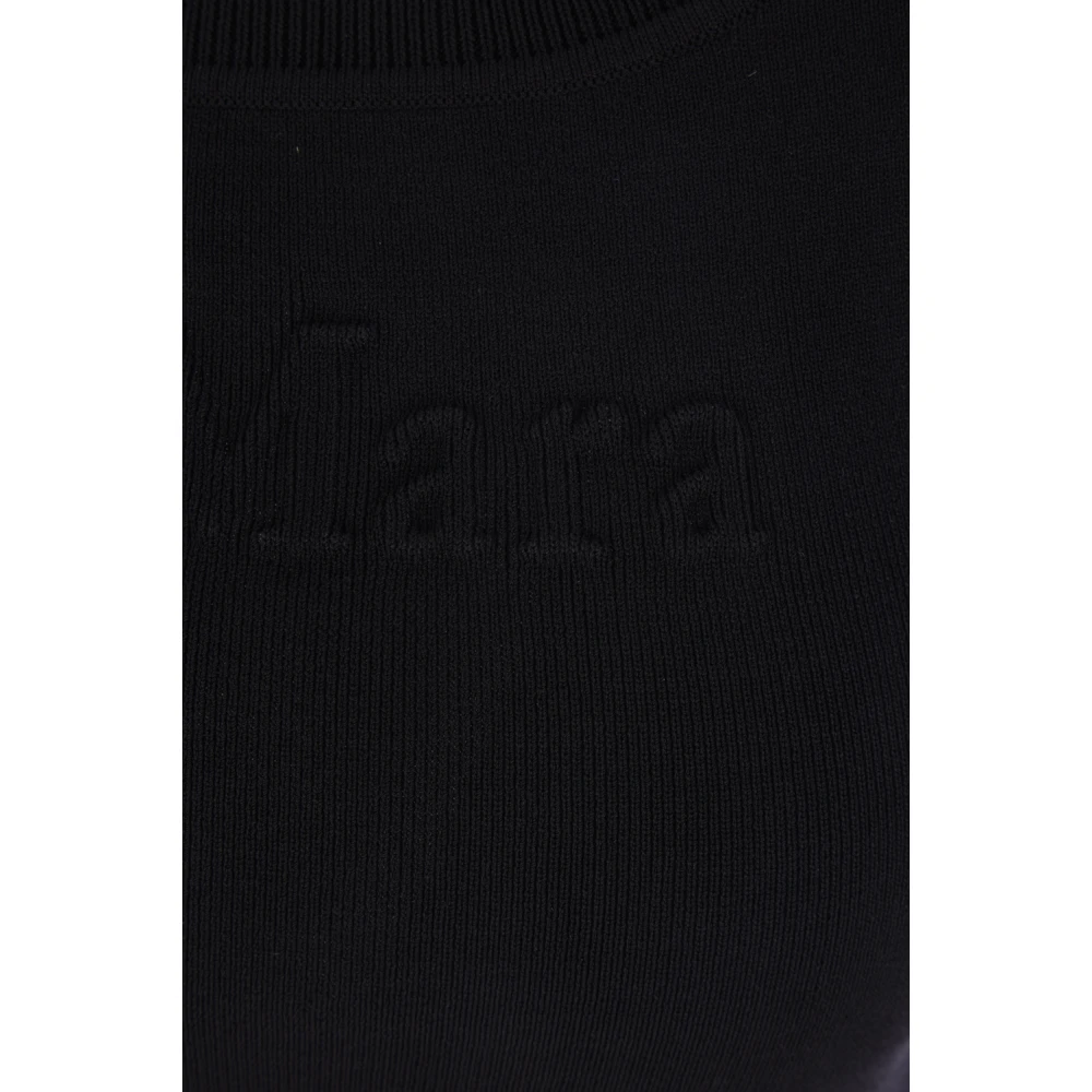 Max Mara Zwarte Geribbelde Tanktop Logo Black Dames