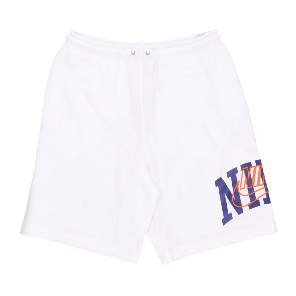 Nike Uomo Bianco Pantaloncini Tuta Corti In French Terry Grafico - Immagine 1