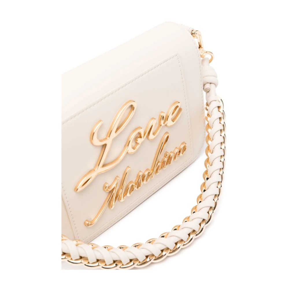 Love Moschino Ivory Logo Tas met Afneembaar Handvat Beige Dames