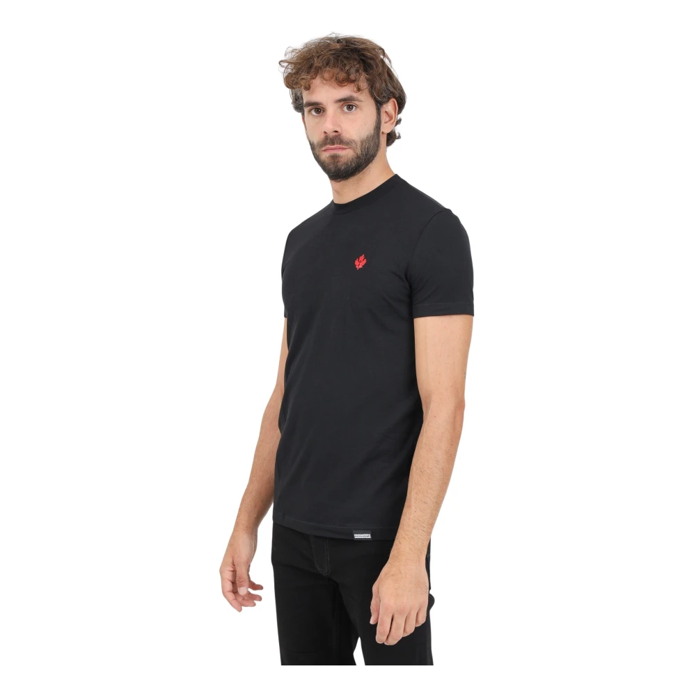 Dsquared2 Zwarte T-shirt met korte mouwen en borduursel Black Heren