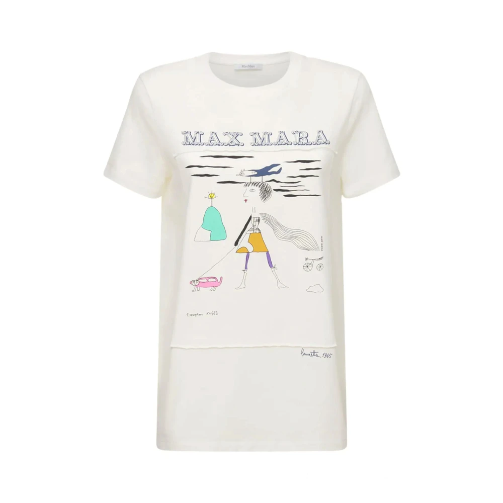 Max Mara Wit Logo T-Shirt voor Vrouwen White Dames