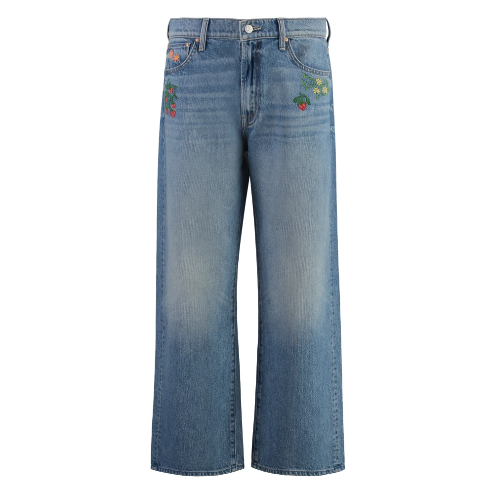Mother Contrast Gestikte Enkel Jeans Blue Dames