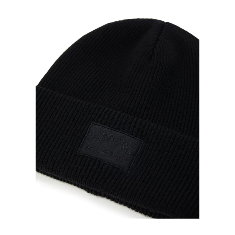 Iceberg Muts van extrafijne merinowol Black Heren