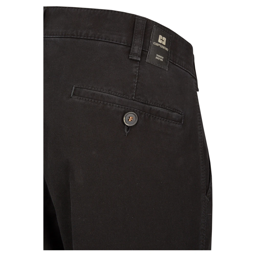club of comfort Comfortabele platte voorkant broek met elastische tailleband en overhemd stopper Black Heren