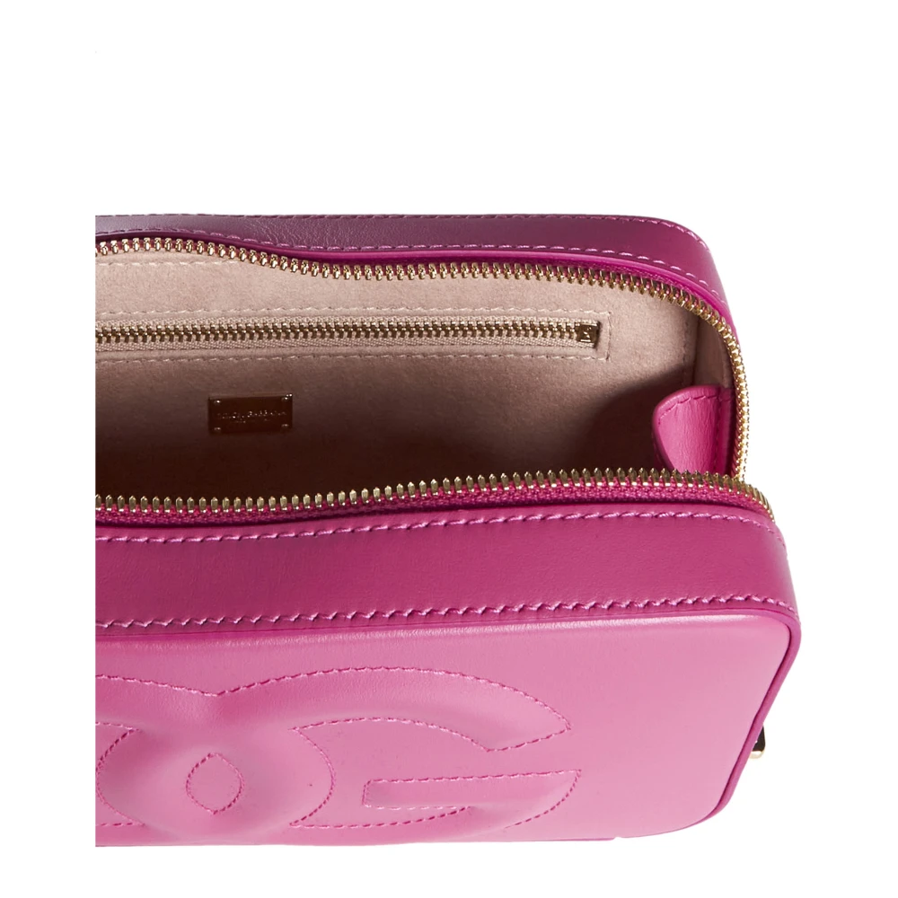 Dolce & Gabbana Roze leren schoudertas met logo Purple Dames