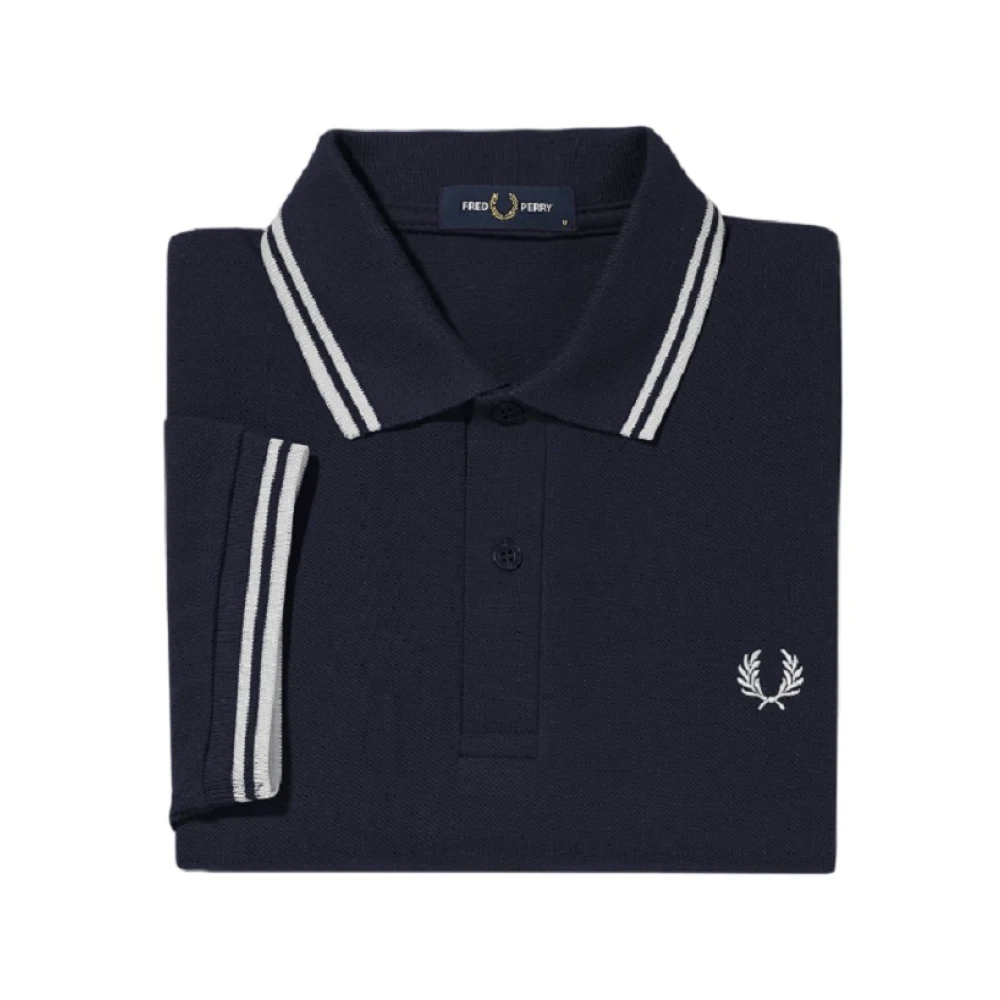 Fred Perry Blauw Poloshirt Dubbele Streep Blue Heren
