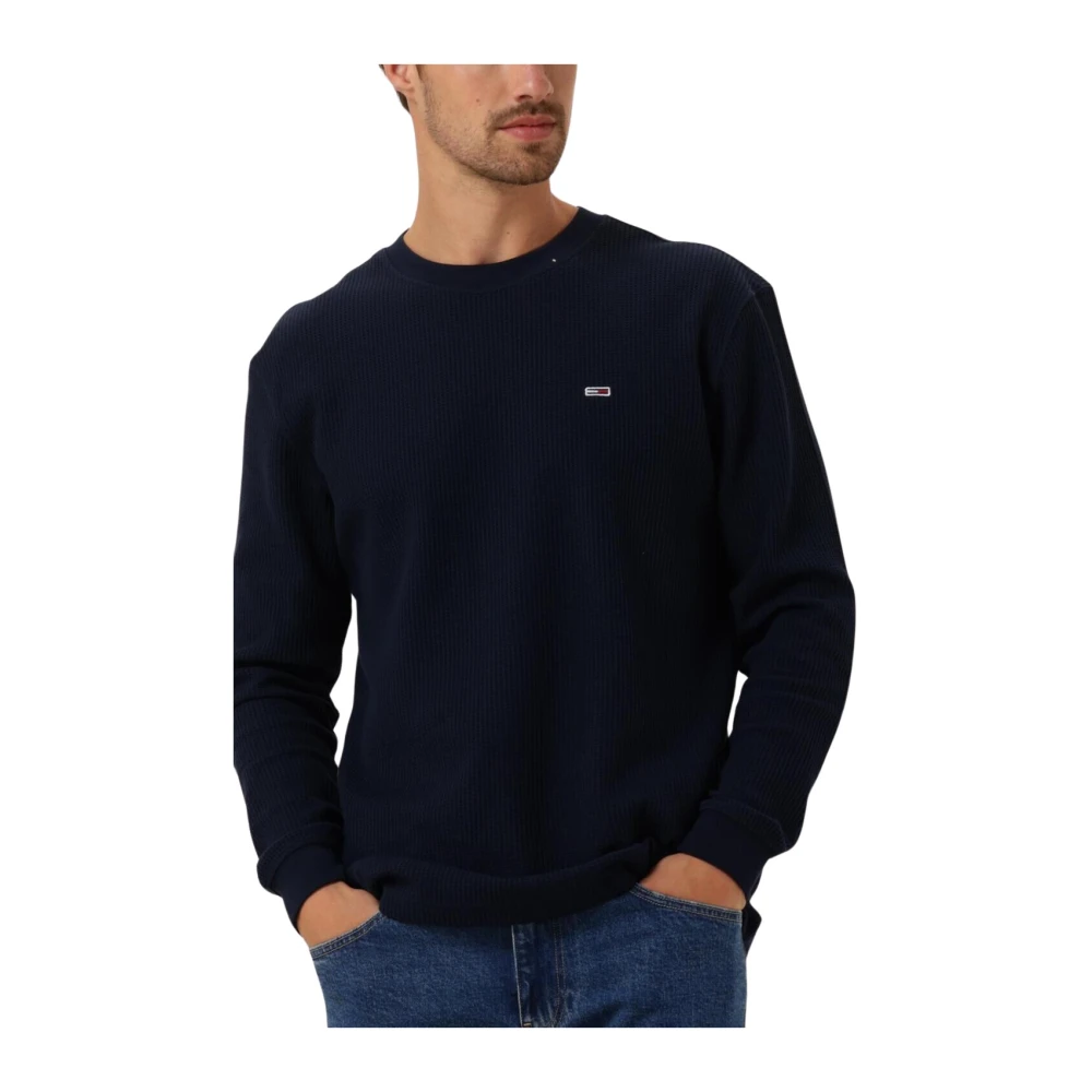 TOMMY JEANS Heren Truien & Vesten Tjm Reg Waffle L s Tee Donkerblauw