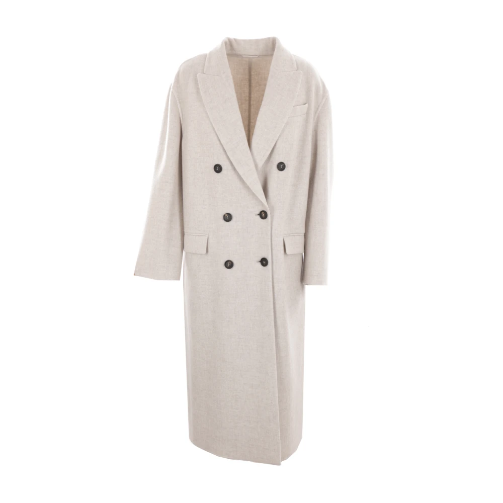 BRUNELLO CUCINELLI Dubbelbreasted kasjmierjas Beige Dames