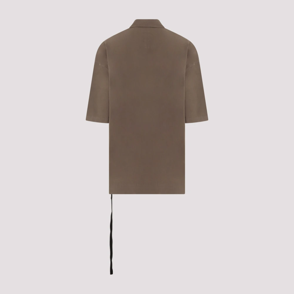 Rick Owens Bruin Katoen Bowling Kraag Shirt Gray Heren