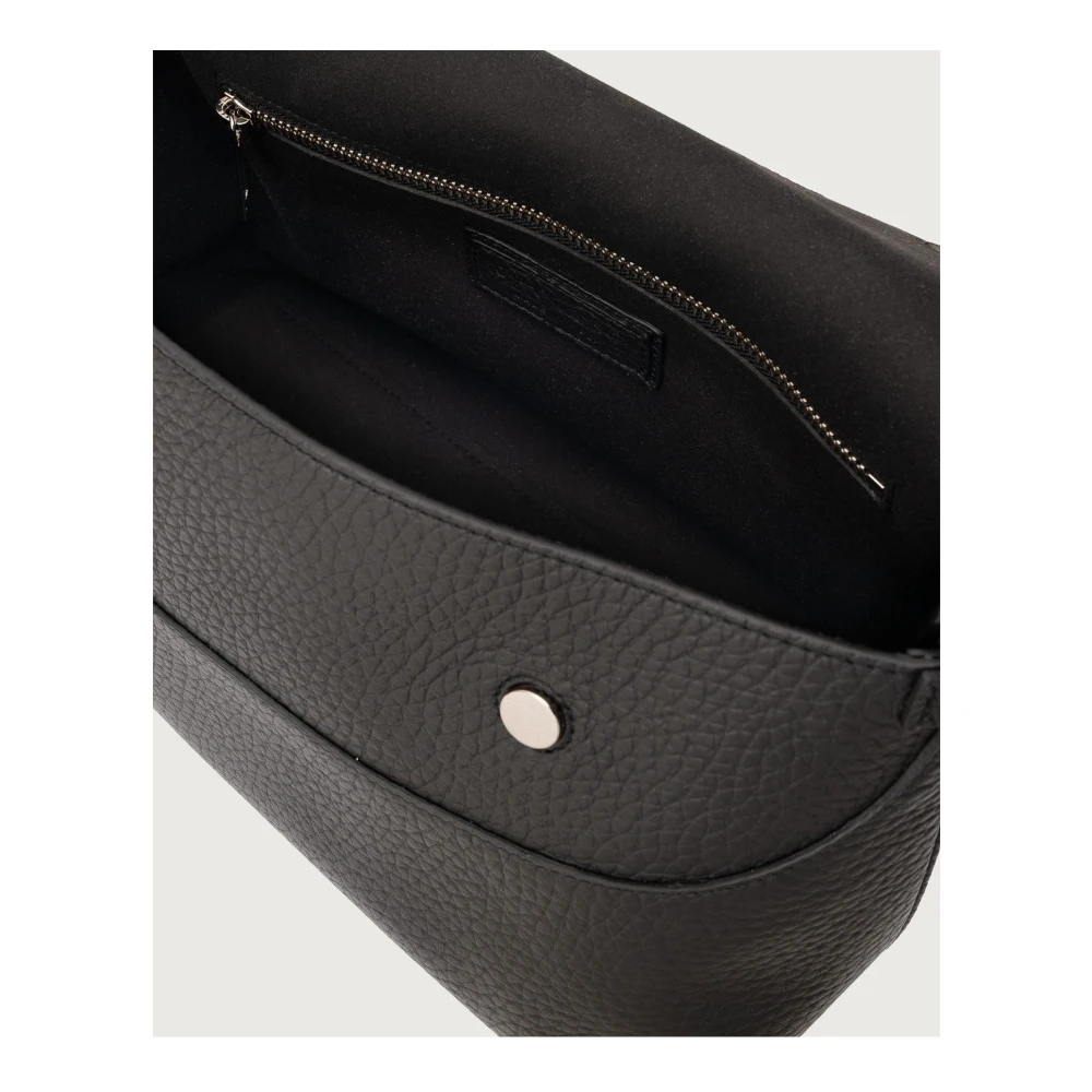 Orciani Zachte Zwarte Leren Schoudertas Black Dames