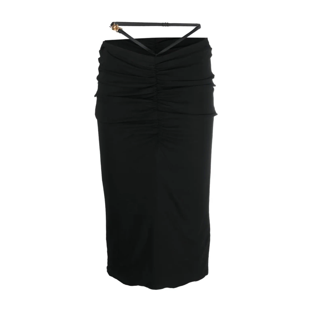 Versace Svart Georgette Midi Kjol med Medusa Hardware Black, Dam