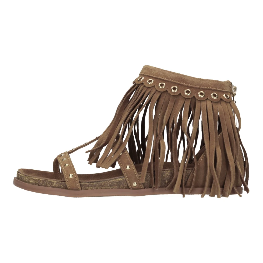Emanuelle Vee Vrouw Bruin Schoenen Dames, 36 Eu, Suède, Platte Suède Sandalen