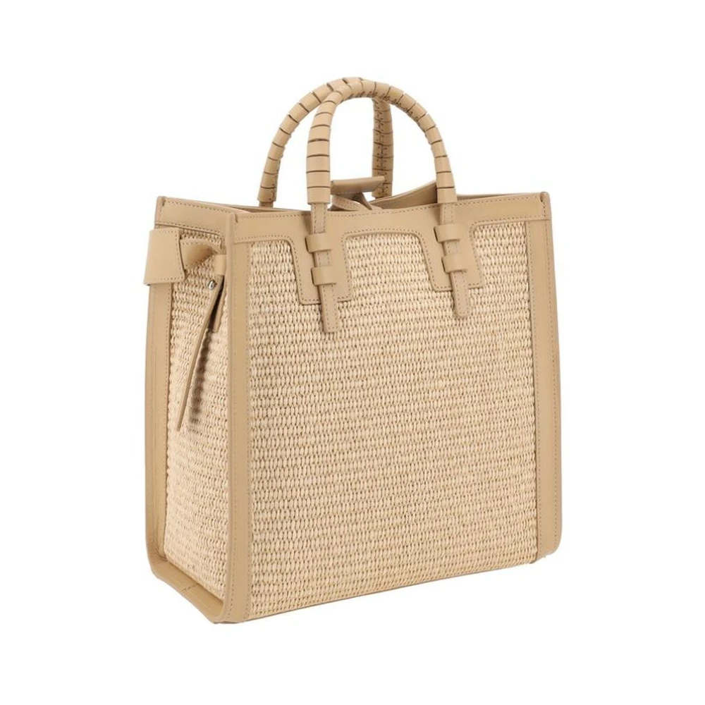 Casadei Raffia Handtas met Leren Details Beige Dames