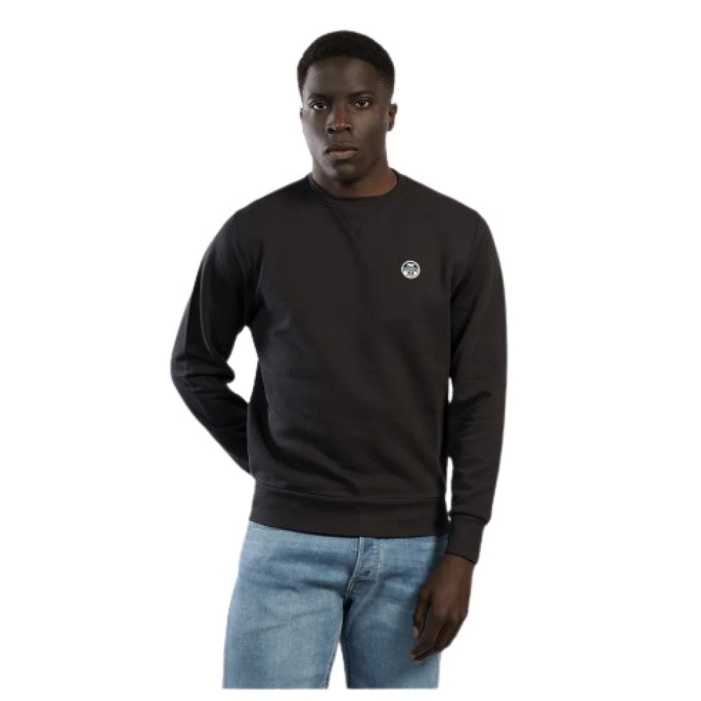 North Sails Biologisch Katoenen Sweatshirt met Geborstelde Achterkant Black Heren