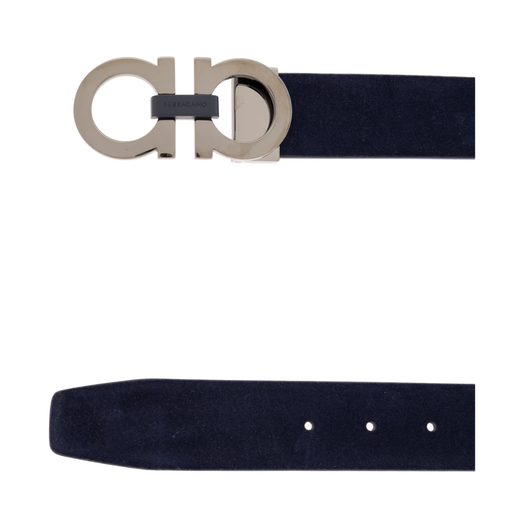 Salvatore Ferragamo Suède riem Blue Heren