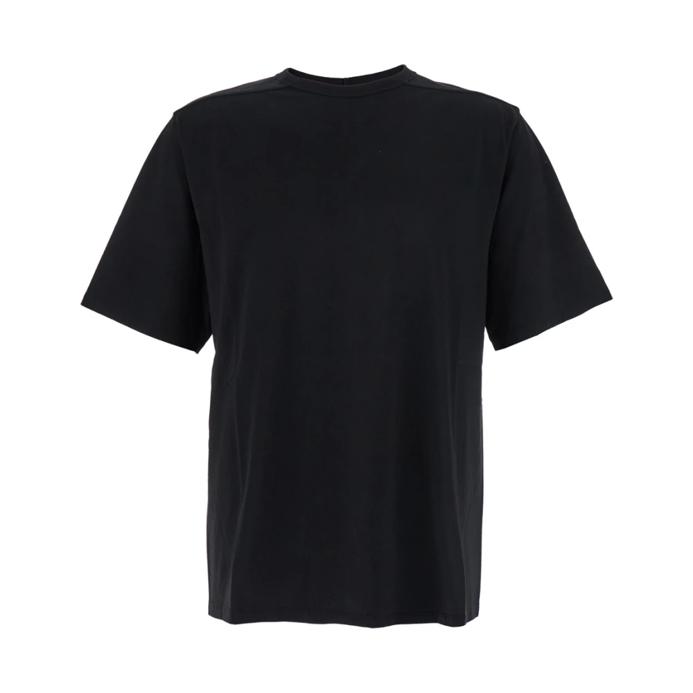 Rick Owens Uomo Nero Maglietta Nera Con Scollo A Giro E Cucitura Posteriore