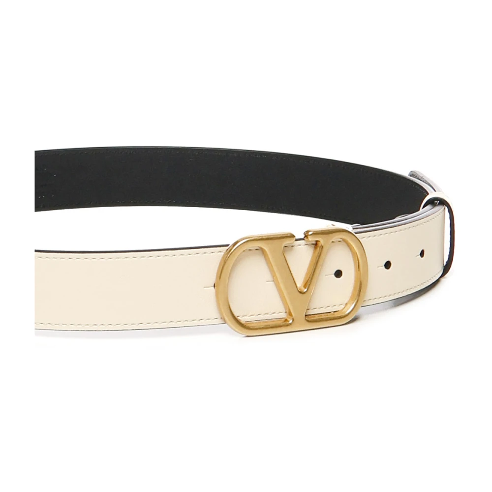 Valentino Garavani Wit Vlogo Signature Leren Riem White Dames