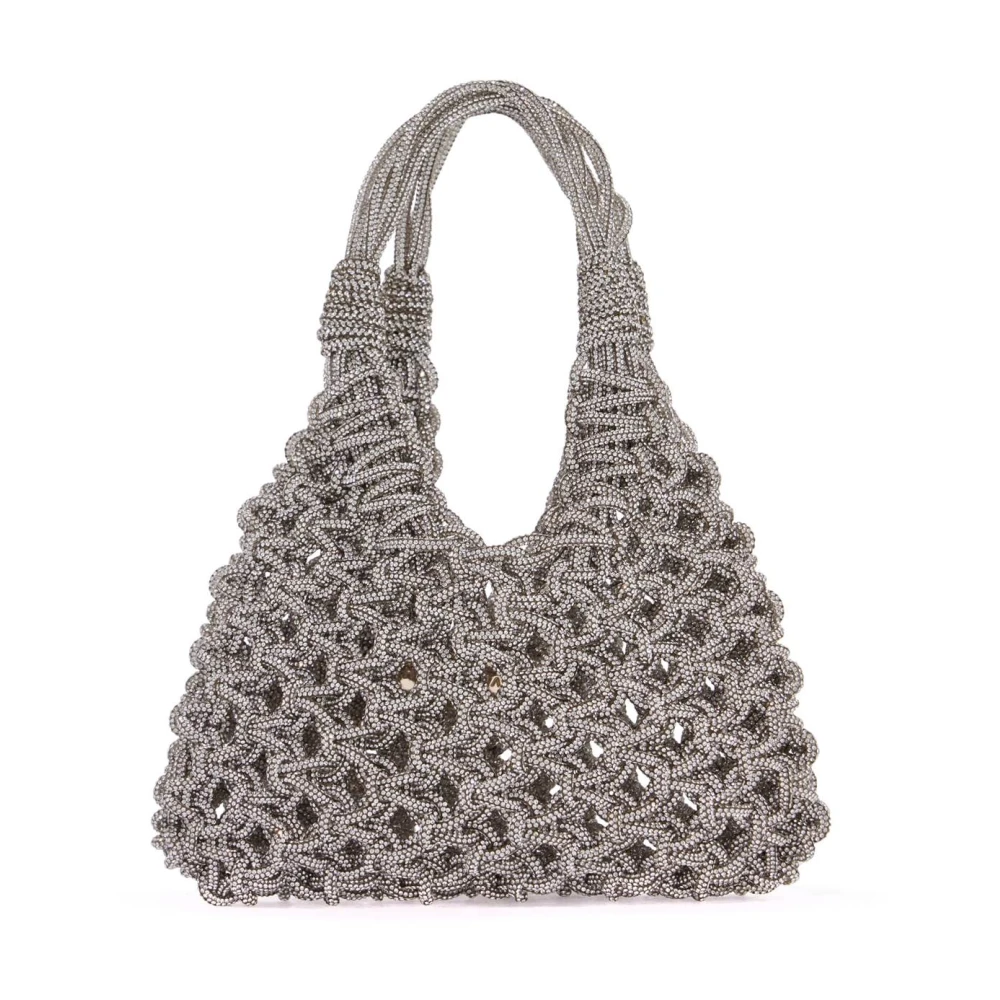 Hibourama Kristalversierde Leren Handtas Gray Dames
