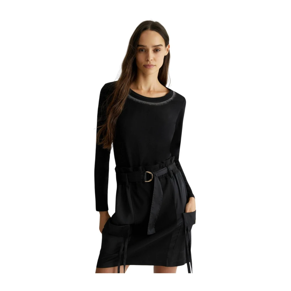 Liu Jo Logo Gemstone T-Shirt Black Dames