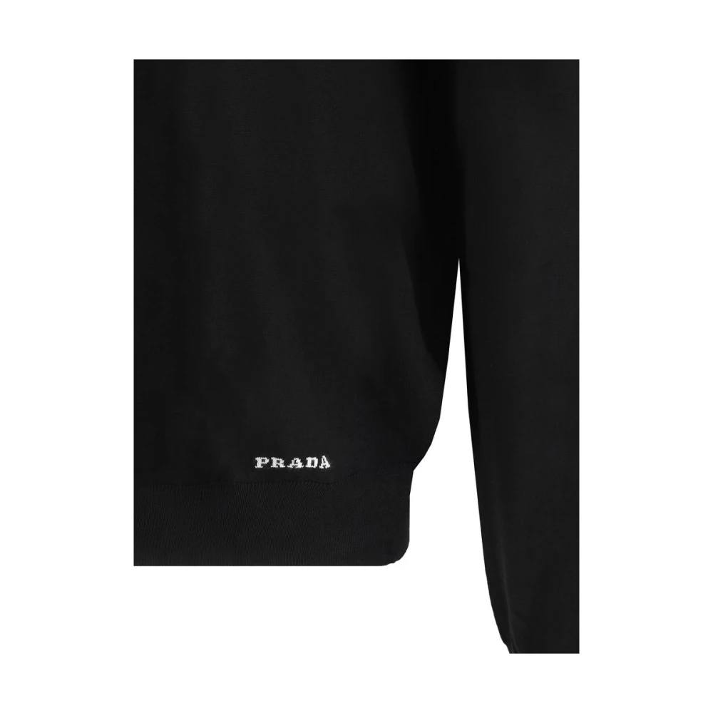 Prada Gerecyclede Zijden Pullover Minimalistisch Ontwerp Black Heren