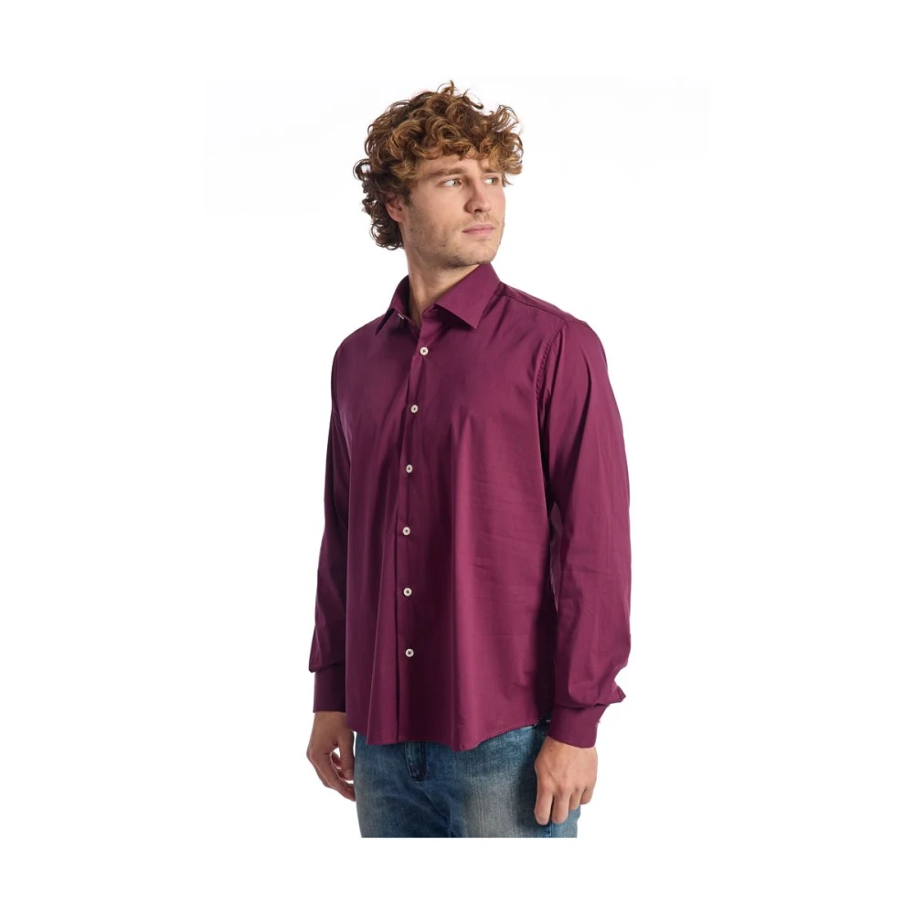 Baldinini Trendy Bourgondische Katoenen Overhemd Purple Heren