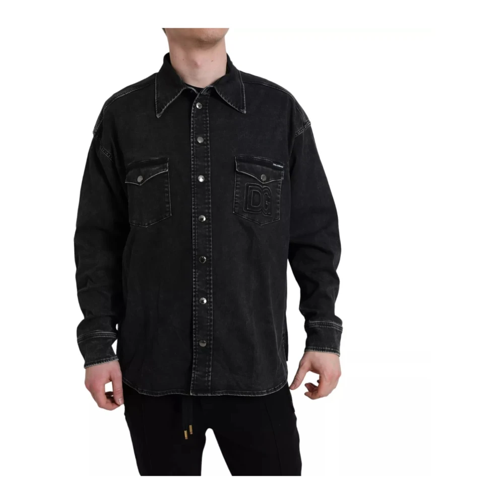 Dolce & Gabbana Women's Black Button Down Casual Shirt - Denim Shirts - M - Shirts