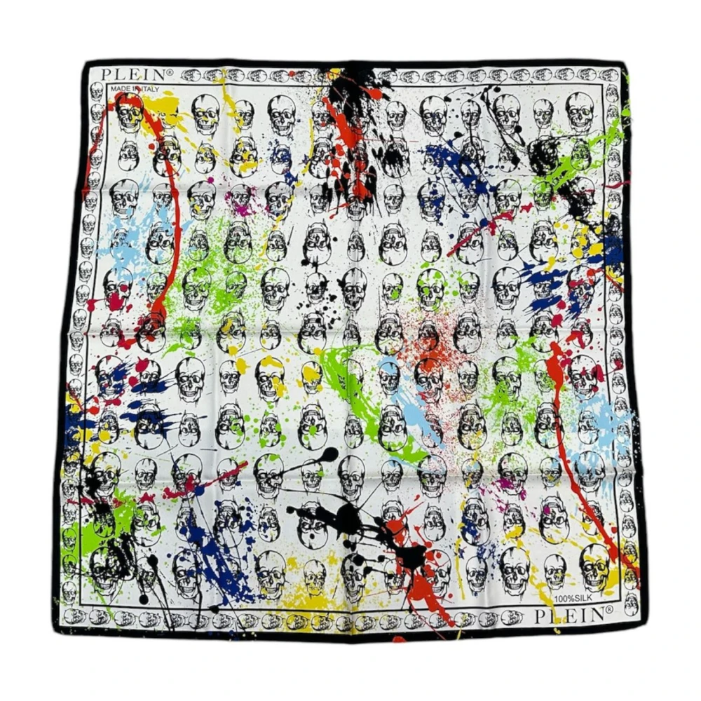 Philipp Plein Multicolor All Over Print Sjaal Black Unisex