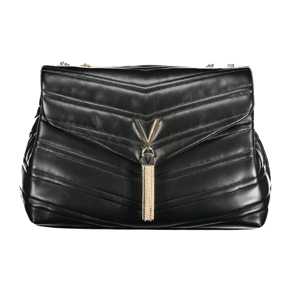 Valentino by Mario Valentino Zwarte Crossbody Tas met Ketting en Meerdere Compartimenten Black Dames