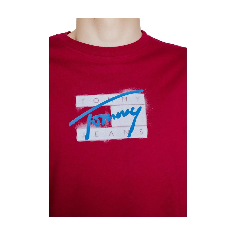 Tommy Jeans Bordeaux Katoenen T-Shirt Red Heren