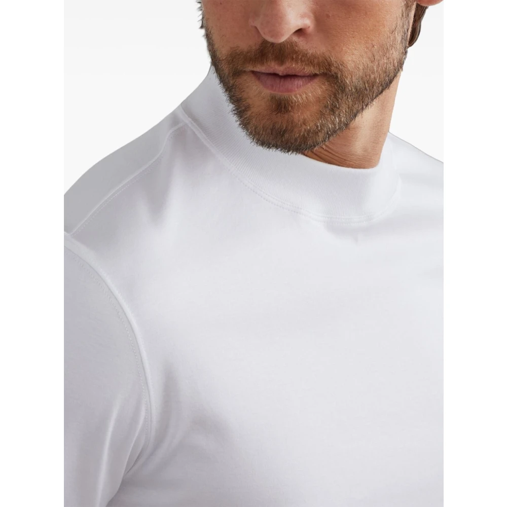 BRUNELLO CUCINELLI Witte Longsleeve Mock Neck Top White Heren