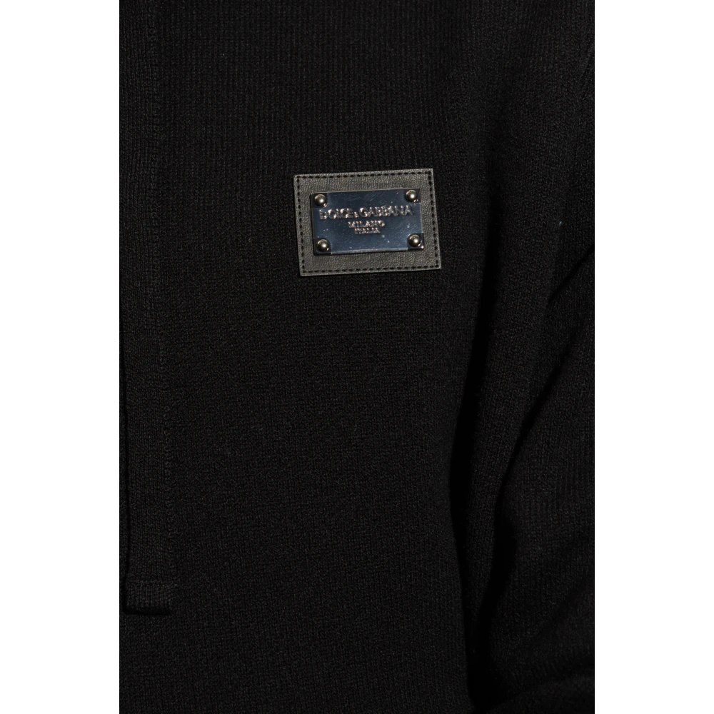 Dolce & Gabbana Wollen hoodie met logo Black Heren