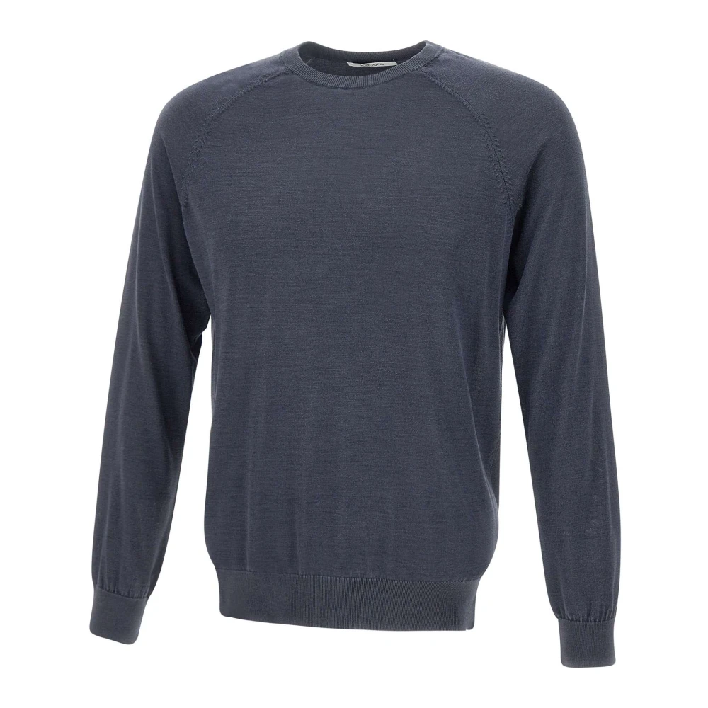 Kangra Herr Blå Stickade Tröjor L, Silk-Cashmere Rundhalsad Tröja