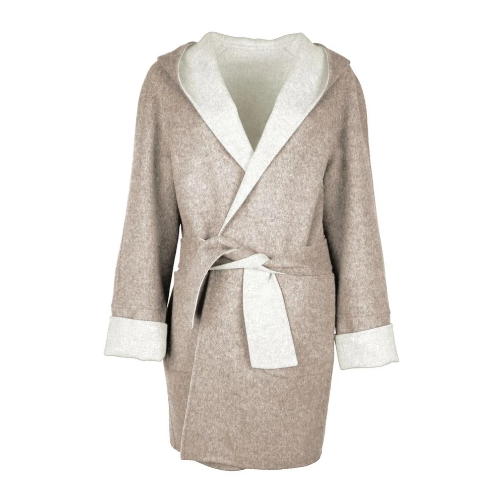 Made in Italia Wollen gewaad met capuchon Stijlvol ontspannen Beige Dames