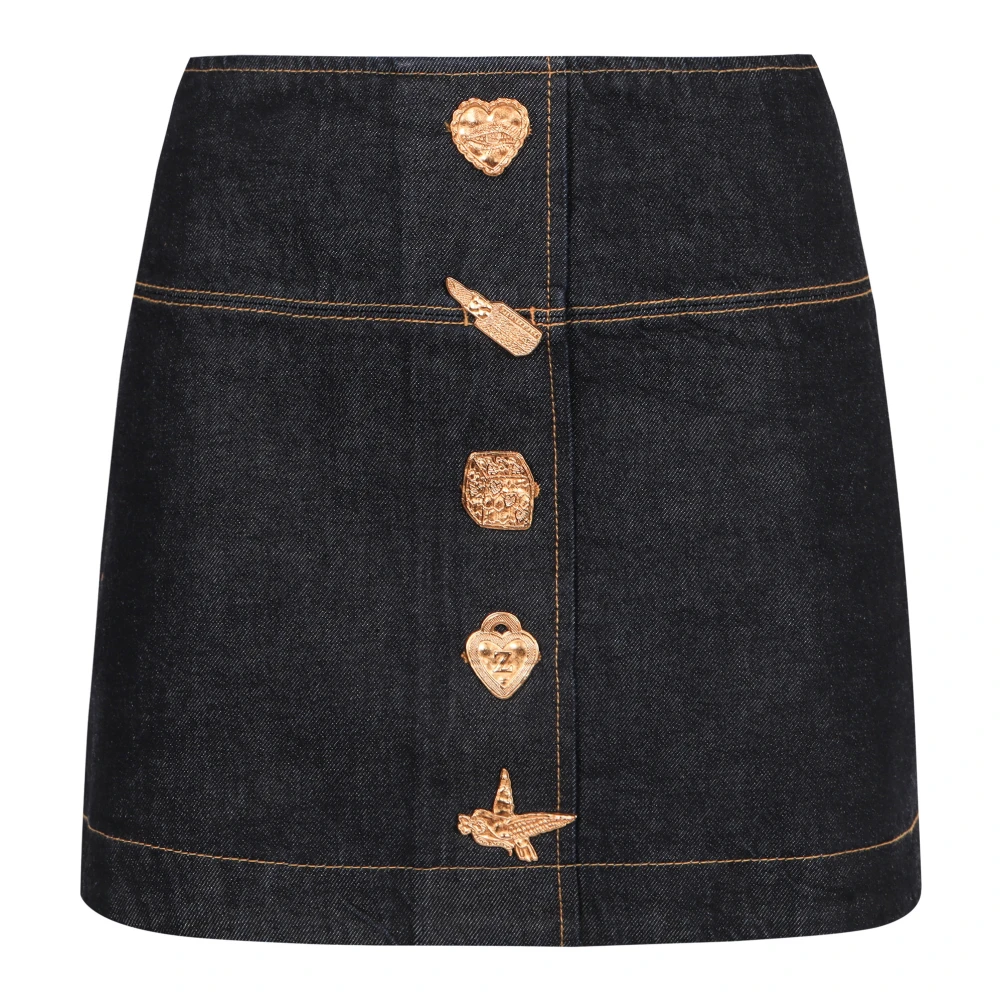 Zimmermann Women's Blue Metallic Detail Denim Mini Skirt - Denim Skirts - S - Skirts