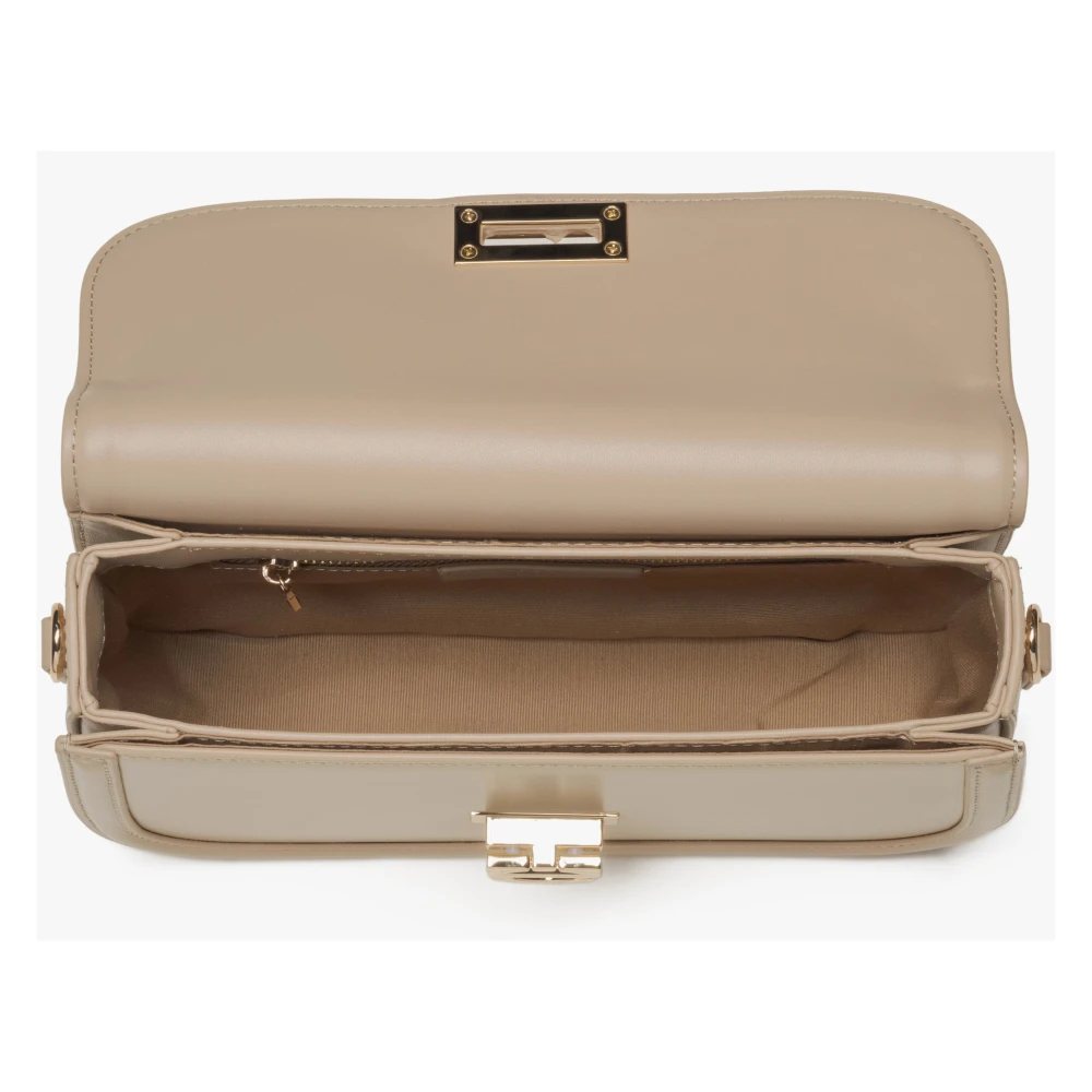 Estro Dames Kleine Beige Schoudertas met Gouden Hardware Er00115777 Beige Dames