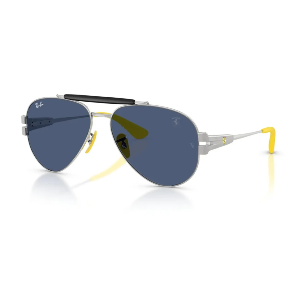 Ray-Ban Unisex Gray Ferrari Aviator Sunglasses Blue Dark - Sunglasses - 58 Mm - Accessories