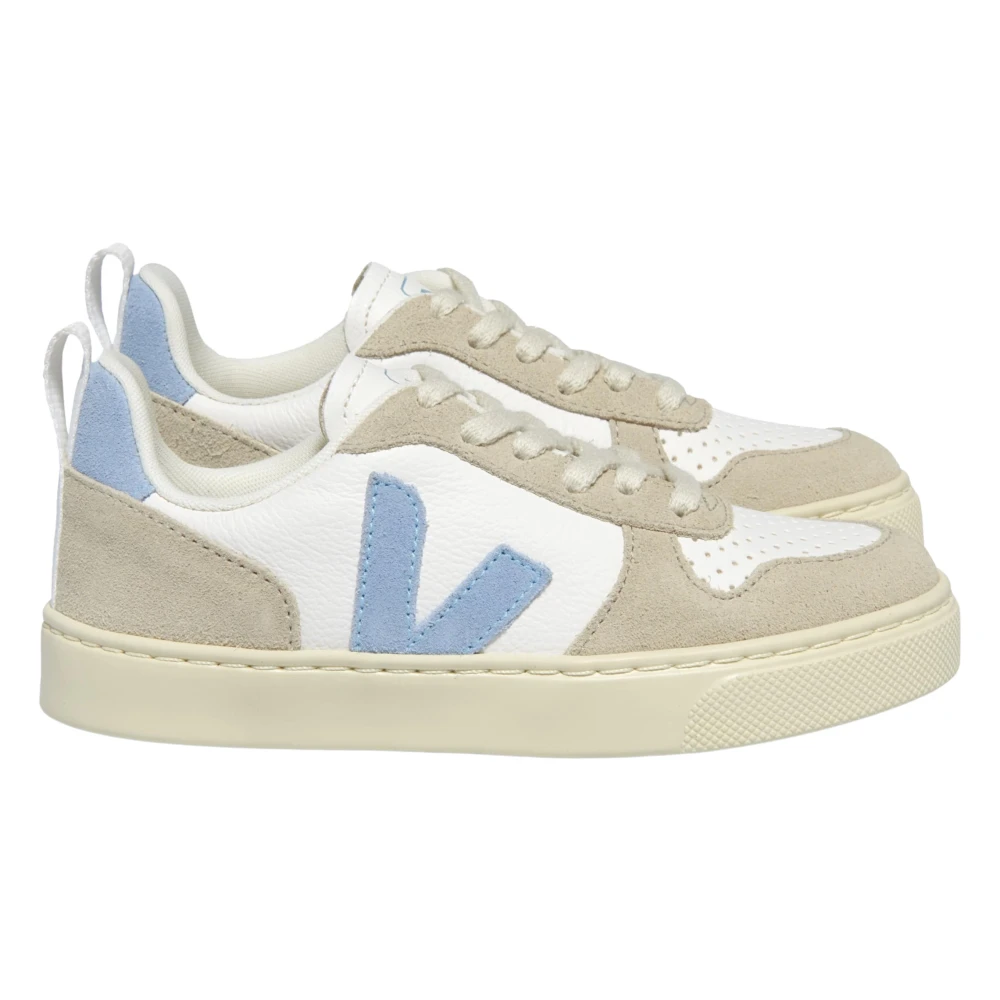 Veja Unisex Kids Multicolor Kids Sneakers, 37 Eu, White Leather Kids V-10 Trainers
