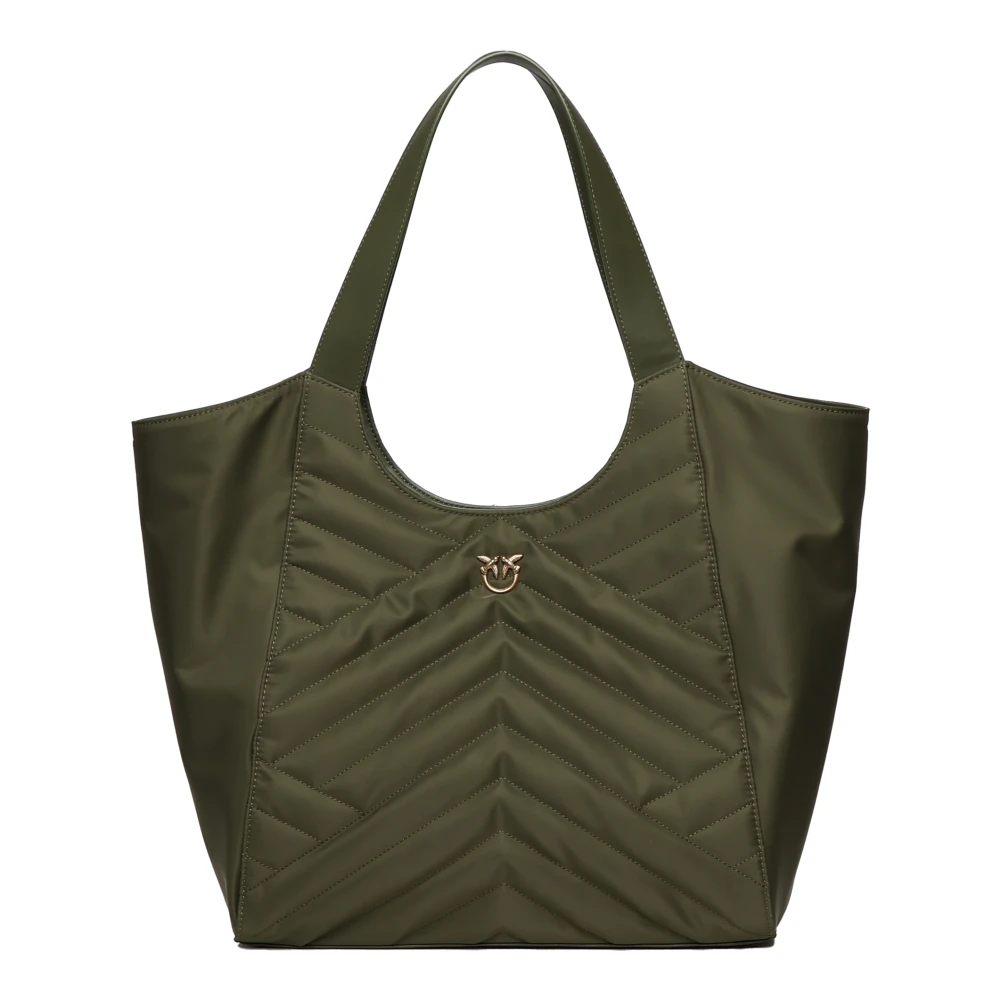 Pinko Women's Green Shopping Bags, One Size, Shopping Bag With Love Birds