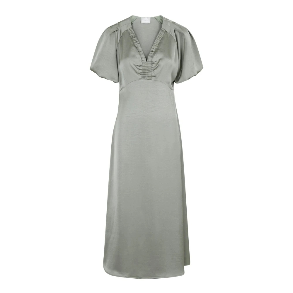 NEO NOIR Maxi Sateen V-Hals Jurk Green Dames