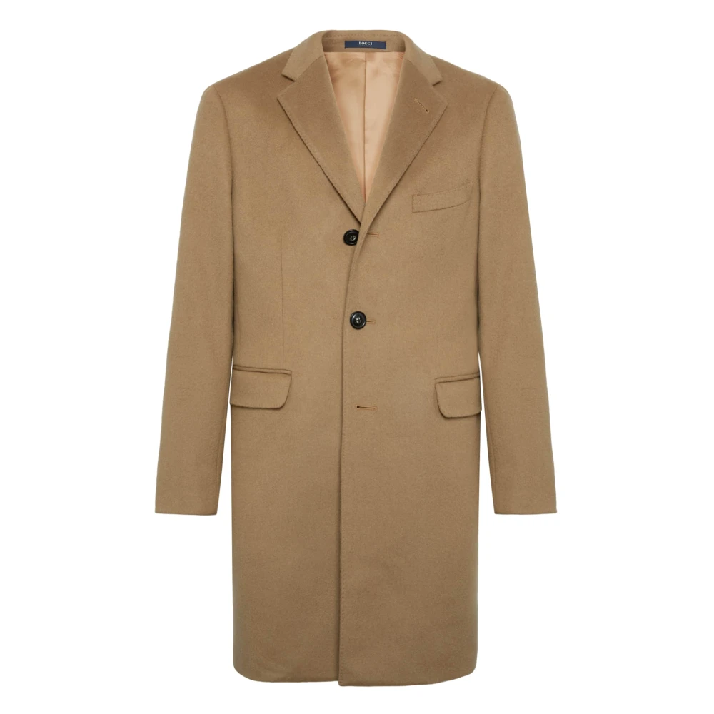 Boggi Milano Cashmere Blend Enkellange Jas Stijl Ceresio Brown Heren
