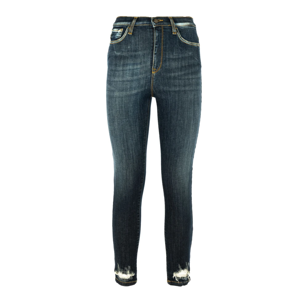 Manila Grace Kvinnors Rippade Ankel Jeans Blue, Dam