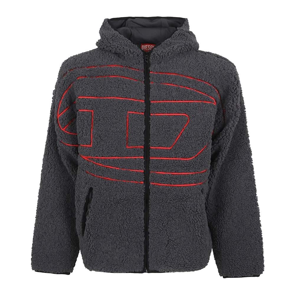 Diesel Grå S-Zat Teddy Hoodie Sweatshirt