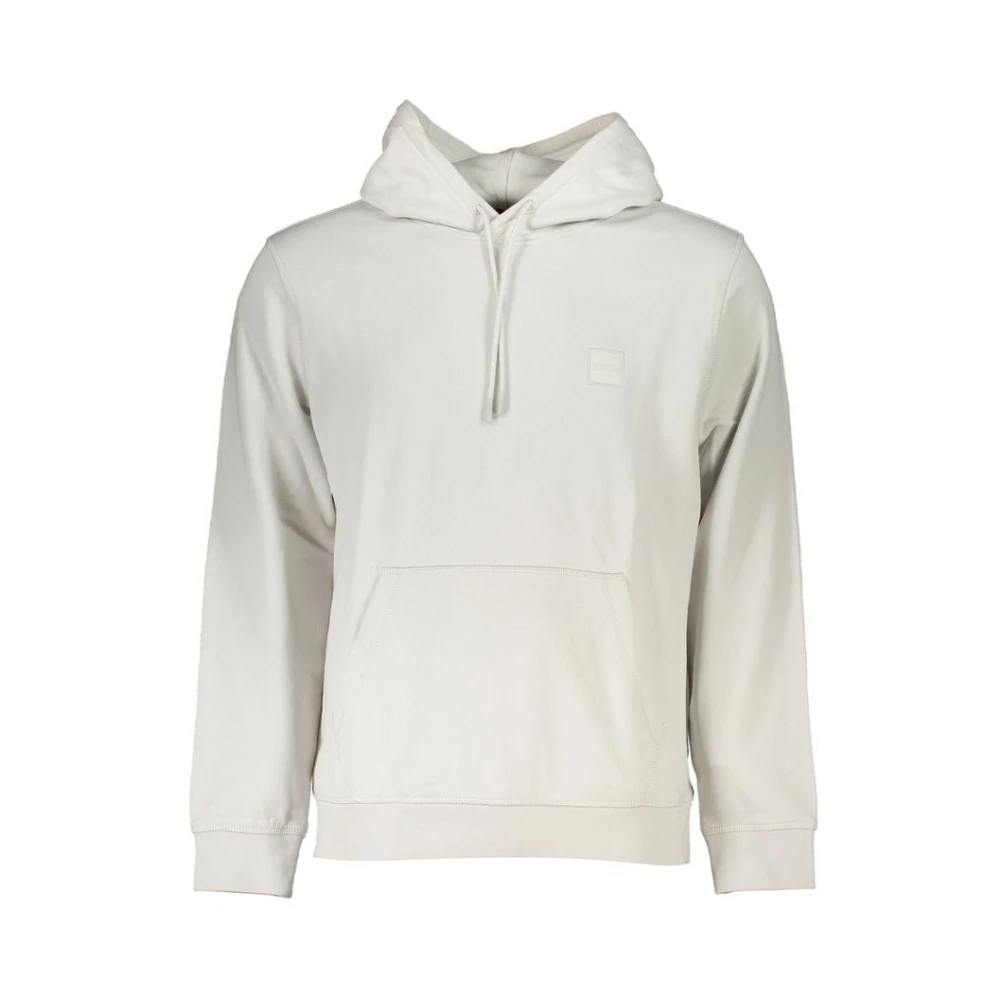 Hugo Boss Geborstelde Sweatshirt met Capuchon en Zak White Heren